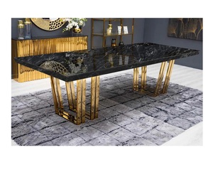 Luxury Modern Square <b>Dining</b> <b>Table</b> for Hotel <b>Dining</b> Rooms with Marble Top & Metal Legs Tempered Glass Top 8- Chairs <b>Dining</b> <b>Table</b> - Product Image 1
