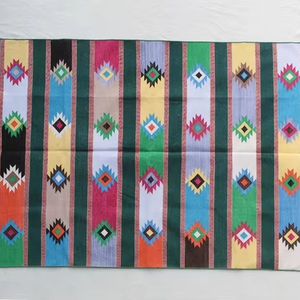 Multicolor tejido a mano algodón Dhurrie patrón de rayas geométricas lavable decorativo Flatweave alfombra artesanal indio hecho - Product Image 1