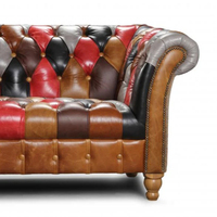 Canapé Chesterfield moderne de luxe en patchwork pour petit salon moderne, meubles de salon en cuir véritable, meubles de maison, canapé