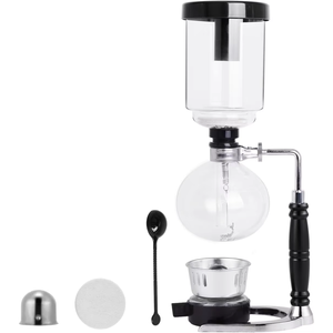 Cafetera de Sifón de Vidrio Borosilicato de <span class=keywords><strong>3</strong></span>/5 Tazas - Cafetera Manual al Vacío con Asa Negra y Filtros de Tela para Uso Doméstico - Product Image 1