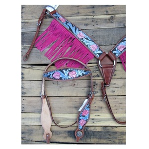 Ensemble de serre-tête et de collier de poitrine Western Floral New Style Premium Cowhide léger Trending designs équipement de cheval saisonnier tac - Product Image 6