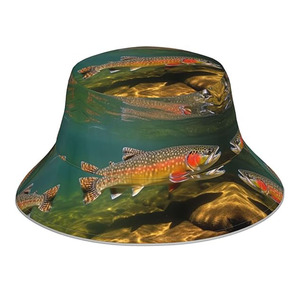 New Designer Custom All Over Printed Outdoor Large Brim Fisherman <b>Bucket</b> <b>Hat</b> With Windbreaker - Product Image 6