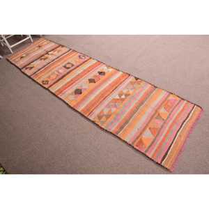 Turkish 3x10.8 ft <b>Rug</b>, <b>Runner</b> Vintage <b>Rug</b>, Orange Pink Moroccan <b>Rug</b> - Product Image 3