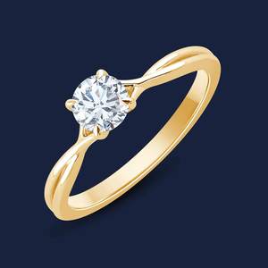 Anillo de Diamante Redondo Cultivado en Laboratorio de 0.30 Quilates, Corte Redondo, H+-SI, en Oro Sólido de 14K, para Novia, Boda, Compromiso, Fiesta - Product Image 3