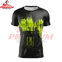 Hommes MMA Rash Guard Compression Shirt à manches courtes Logo personnalisé sublimé BJJ Training Rashguard Prix de gros Fighting Shirt