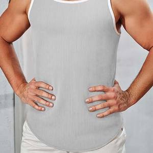 Débardeur Homme Tendance Été Décontracté Grande Taille Personnalisable Couleur Unie Motif Uni 100% Coton Séchage Rapide Respirant - Product Image 4