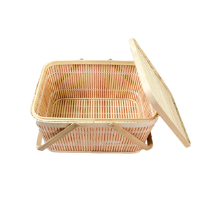 Panier de pique-nique en bambou de haute qualité tissé à la main gracieux coloré Flexible rotin pliant hôtel cuisine maison à la main - Product Image 1