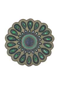 Napperon de table perlé rond élégant avec motif floral inspiré des pétales Tapis décoratif perlé à la main pour table à manger Table basse - Product Image 5