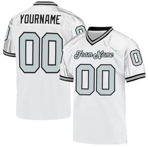 Throwback <b>White</b> V-Neck 100% Polyester <b>Football</b> Jersey with Customizable Team Name-OEM Service Wholesale - Product Image 3