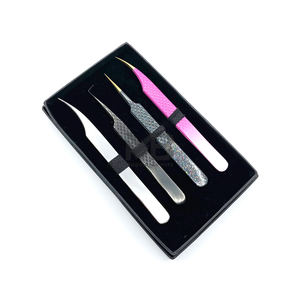 แหนบต่อขนตาปลายไฟเบอร์แบบกำหนดเอง พร้อมจี้ตกแต่ง แหนบแยกขนตาแบบเฉียง 45 90 องศา สีดำ ชมพู ขาว - Product Image 6