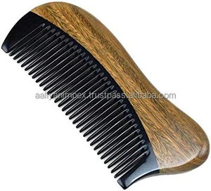 หวีเขาวัวมีกระเป๋าสำหรับผู้ชายและผู้หญิงหวีเขาควายไม้จันทน์สีเขียวธรรมชาติงดงาม - Product Image 6