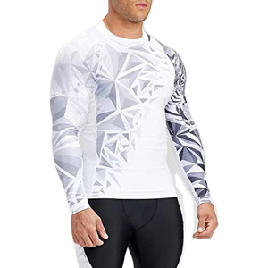 Meilleur Rash Guard MMA à manches longues respirant et à séchage rapide pour hommes, personnalisable OEM, gris, pour l'entraînement de la lutte et des arts martiaux - Product Image 3