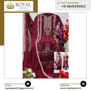 Présentation de vêtements ethniques indiens New Georgette brodé pakistanais Salwar Suit Palazzo Suit/ Kurti-Pant Suit - Product Image 4