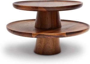 Support de gâteau de luxe en bois naturel 100% avec vernis en bois naturel forme ronde Design moderne de haute qualité pour le service de gâteau - Product Image 4