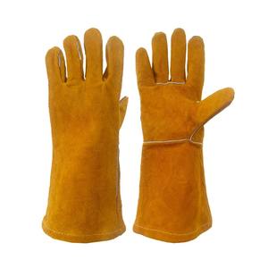 Men's Cowhide Work Gloves with Durable Non-Slip <b>Grip</b> Long Welding Gloves Firm Leather Material - Product Image 3