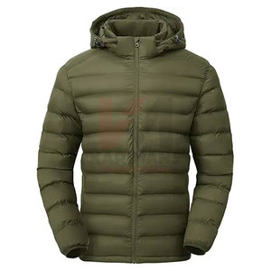 Chaqueta acolchada ligera con capucha para hombre Abrigo de invierno aislado resistente al agua con capucha desmontable 4 bolsillos OEM Logotipo personalizado Casual - Product Image 1