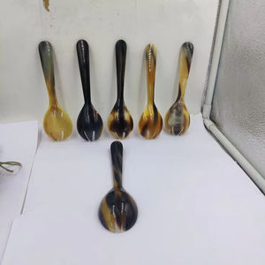 Cubiertos de estilo Animal único variado, espejo pulido, cuchara de cuerno de búfalo de buey Natural, decoración de mesa elegante para restaurante - Product Image 1