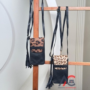 Bolso bandolera de cuero genuino a la moda para mujer, Mini bolso para teléfono móvil, bolsos para teléfono móvil para niña, billetera con estampado de animales, bolso de hombro - Product Image 1