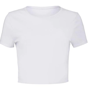 เสื้อครอปแขนสั้นแบบใหม่สำหรับผู้หญิง,เสื้อยืดแฟชั่นสำหรับผู้หญิงพิมพ์โลโก้ได้ตามต้องการ - Product Image 3