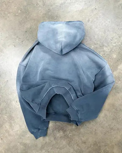 Unisex Acid Wash Vintage Hoodie 100% Cotton Mens Pullover Puff Printing Anti-Shrink and Anti-Wrinkle for Summer - Product Image 3