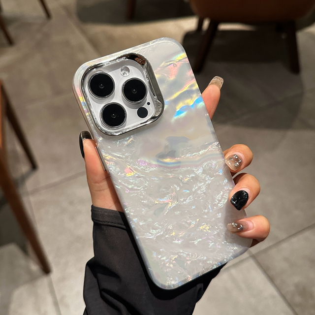 Luxury Glitter Laser Colorful Dreamy Shell Phone Case for iPhone 15 11 12 13 14 Pro Max X XS XR Smooth Shiny Clear Bumper Cover