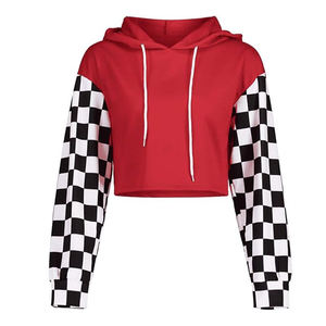 Sudadera con capucha recortada con logotipo personalizado al por mayor para mujer, chándal de manga larga de gimnasio para mujer, sudadera de algodón transpirable - Product Image 1