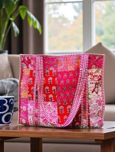 Sac fourre-tout en toile matelassé en coton, motif géométrique, doublure en cuir écologique, sac de shopping tendance - Product Image 5