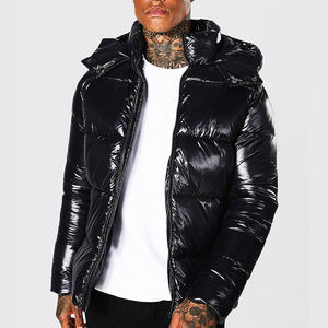 Chaqueta Bomber de Invierno para Hombre, Estilo Urbano, Acolchada de Lona, con Capucha, Transpirable, Cuello Mao, Cierre de Cremallera, Tinte Liso - Product Image 5