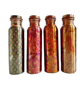 Botella de agua de cobre de 1000ml personalizada, regalo para gafas y para gimnasio, yoga, entrenamiento, botellas de agua pintadas de cobre puro - Product Image 2