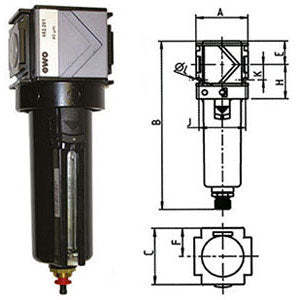 Élément filtrant à air comprimé haute efficacité Variobloc 1/4, auto-vidant, cylindrique avec média HEPA, état neuf - 3463GSA - Product Image 1