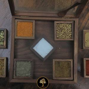 Boîte à épices en palissandre/boîte Masala avec dessus en verre - Product Image 2