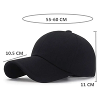 Gorra de Béisbol Negra Unisex de 6 Paneles, Algodón, Cierre Ajustable con Velcro, Gorra Informal de Color Sólido para Adultos