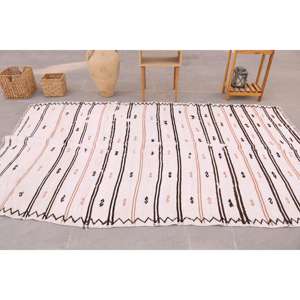 Alfombra vintage de 5.3x9 pies, alfombra turca grande, alfombra de lana con motivos de plantas y árboles blancos - Product Image 3