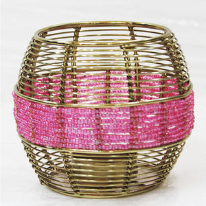 Portavelas metálico con cable dorado, candelabro de mesa pequeño votivo de alambre para decoración del hogar para restaurante, Decoración de mesa de boda - Product Image 2