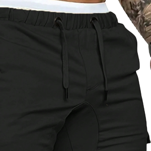 <b>Mens</b> Black Canvas <b>Cargo</b> <b>Jogger</b> Pants Elastic Waist Drawstring Slim Fit Utility Trousers Casual Outdoor Workwear Pocket Bottoms - Product Image 5