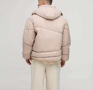 Collection d'hiver, veste en duvet compressible en velours côtelé de style hongkongais, design compressé, couleur nude, taille américaine standard, manteau d'hiver rembourré - Product Image 3