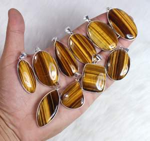 Colgante de piedras preciosas de ojo de tigre amarillo natural de calidad superior al por mayor, abalorios de joyería de moda - Product Image 2