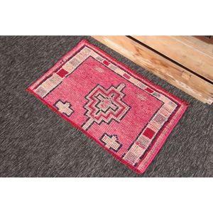 Petit tapis turc de 2,7 x 1,6 pieds, tapis géométrique rose vintage - Product Image 3