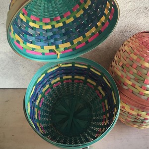 Glorioso colorido huevo de Pascua Cestas tejidas de bambú cesta de mimbre en forma de huevo bohemio para la temporada de festivales - Product Image 6
