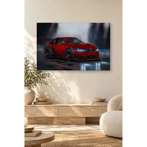 Fida Red BMW Racing Coupe with Neon Headlights <b>Canvas</b> Print - Product Image 2