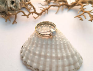 แหวนแต่งงานแบบเรียบง่ายทำจากเงินแท้925ประดับมุกน้ำจืดเพชรอัญมณีกลมขายส่งจากโรงงาน - Product Image 2