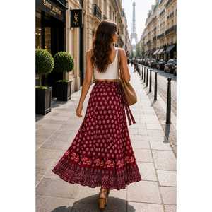 Jaipuri 100% Cotton Natural Waistline Neptol Print <b>Wrap</b> <b>Around</b> <b>Skirt</b> up to XXL (CWS00014) - Product Image 3