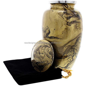 Sable du désert noir et or, grandes urnes pour adultes pour les cendres de crémation dans la maison - Product Image 1