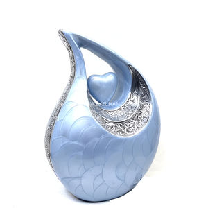 Urne en forme de larme de perles bleu clair avec conception de coeur pour cendres humaines Fournisseur d'urne funéraire commémorative pour adultes - Product Image 2