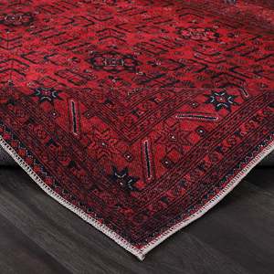 Netline RW1001เครื่องซักได้ลายอัฟกานิสถานสีแดงพรมแบบดั้งเดิมชุดรูปทรงเรขาคณิตตะวันออก - Product Image 4