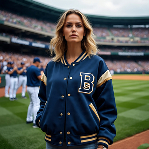 Femmes Baseball Bomber Varsity Vestes Couleur Unie Col Ras Du Cou Collège Veste Dames Automne Hiver Porter Varsity Veste - Product Image 5
