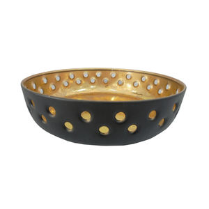 Bol en métal en fer pour cuisine et table de forme ronde bol de service et bols décoratifs de couleur noir et or faits à la main en vrac - Product Image 1