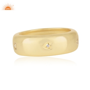 Shiny 14k <b>Gold</b> Plated Brass Eternity Band Ring Cute White Zircon <b>Set</b> Ring Fashion Jewelry Manufacturer - Product Image 2