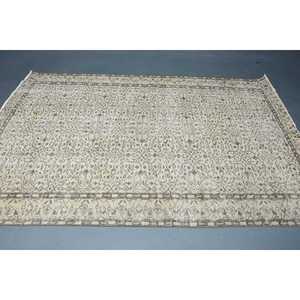 พรมวินเทจขนาด 5.5x8.3 ฟุต พรมตุรกีขนาดใหญ่ พรมลายทางสีเบจน้ำตาล - Product Image 3