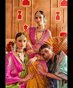 Nouveau dernier modèle de sari en soie Banarsi multicolore avec pièce de chemisier, vêtements pour femmes indiennes, prix bas, vente en gros - Product Image 2